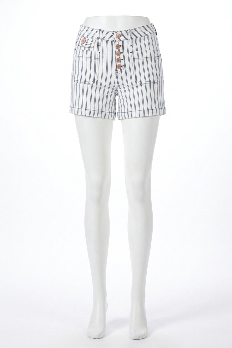 NEW JUDY BLUE high waist stripe pocket shorts in white
